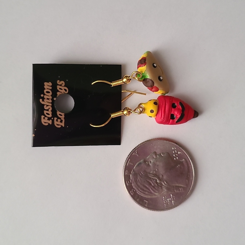 Earrings taco y trompo alpastor made of clay